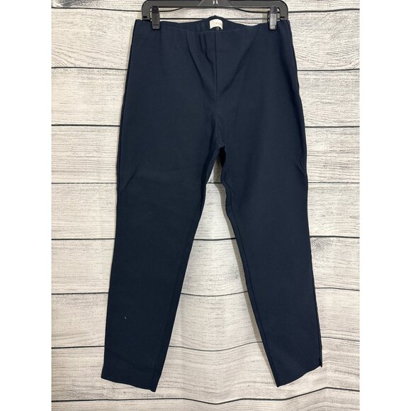 Ecru Navy Blue Pull On Stretch Ankle Pants Size 12 - Picture 1 of 3